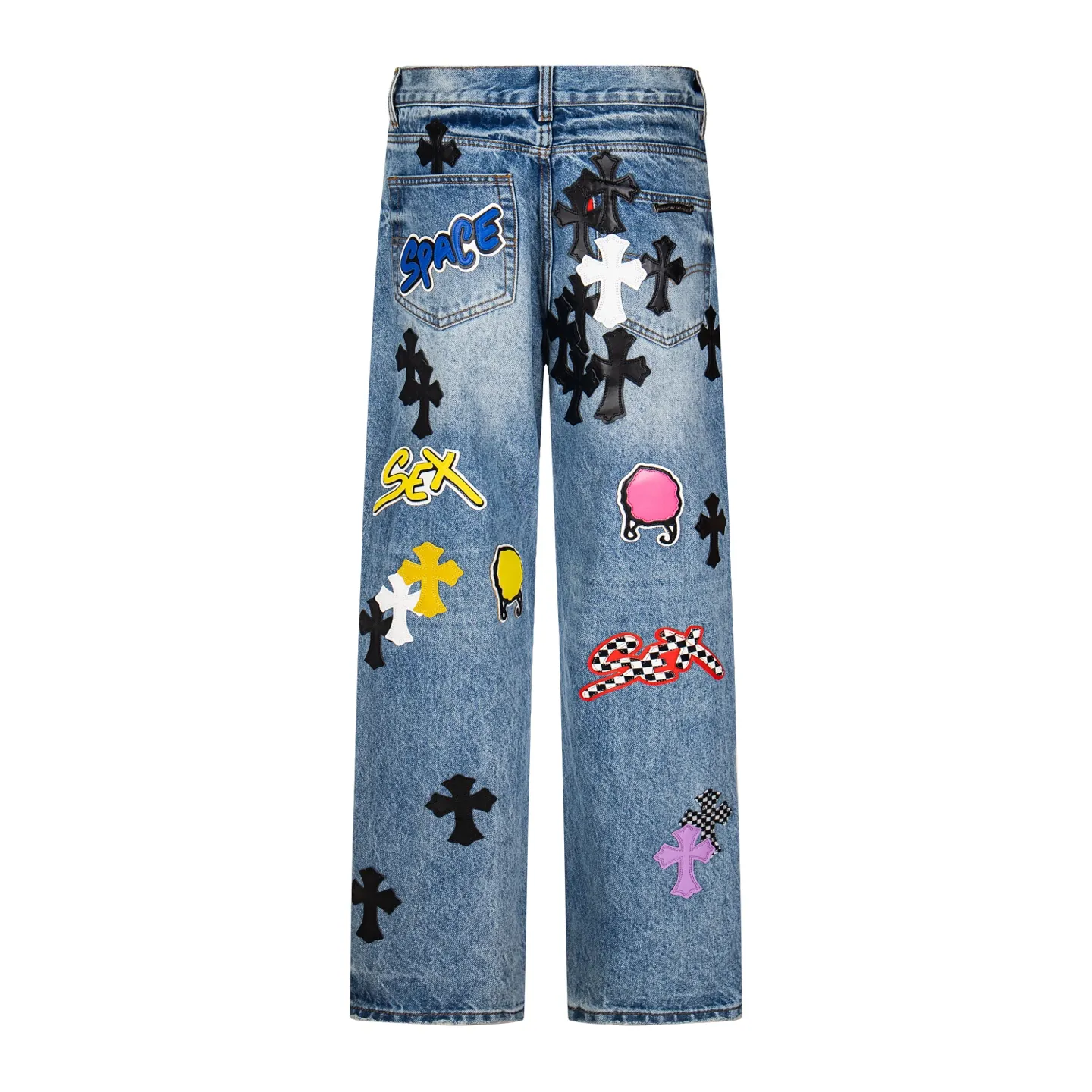 P310 Heavy Industry Version Chrome Hearts Sex Octopus🐙Multiple logo elements spliced ​​washed jeans, truly restores the ultimate vintage texture, three-dimensional version, loose and comfortable, not picky about the figure, taller and slimmer, factory precision, original quality control, same style for men and women, can be matched with couples, versatile recommendation, must-have jeans for all seasons, fashionable people have been disappointed. From the quality selection of fabrics, the tailoring of details, and the matching of patterns, they are all impeccable! The upper body is so handsome when worn...it can be easily worn by men, women and children! The craftsmanship is made of heavy-duty washed pure cotton denim fabric. After washing, it is soft and thick. It is very stylish when worn on the body. Style number: 1759# Color: blue Size: 28 30 32 34 36